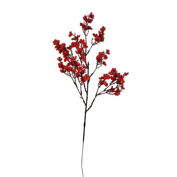 Artificial Red Cherry Blossom 5 Stems Silk Floral Arrangement For Vase Or DIY Cr - Picture 2 of 9